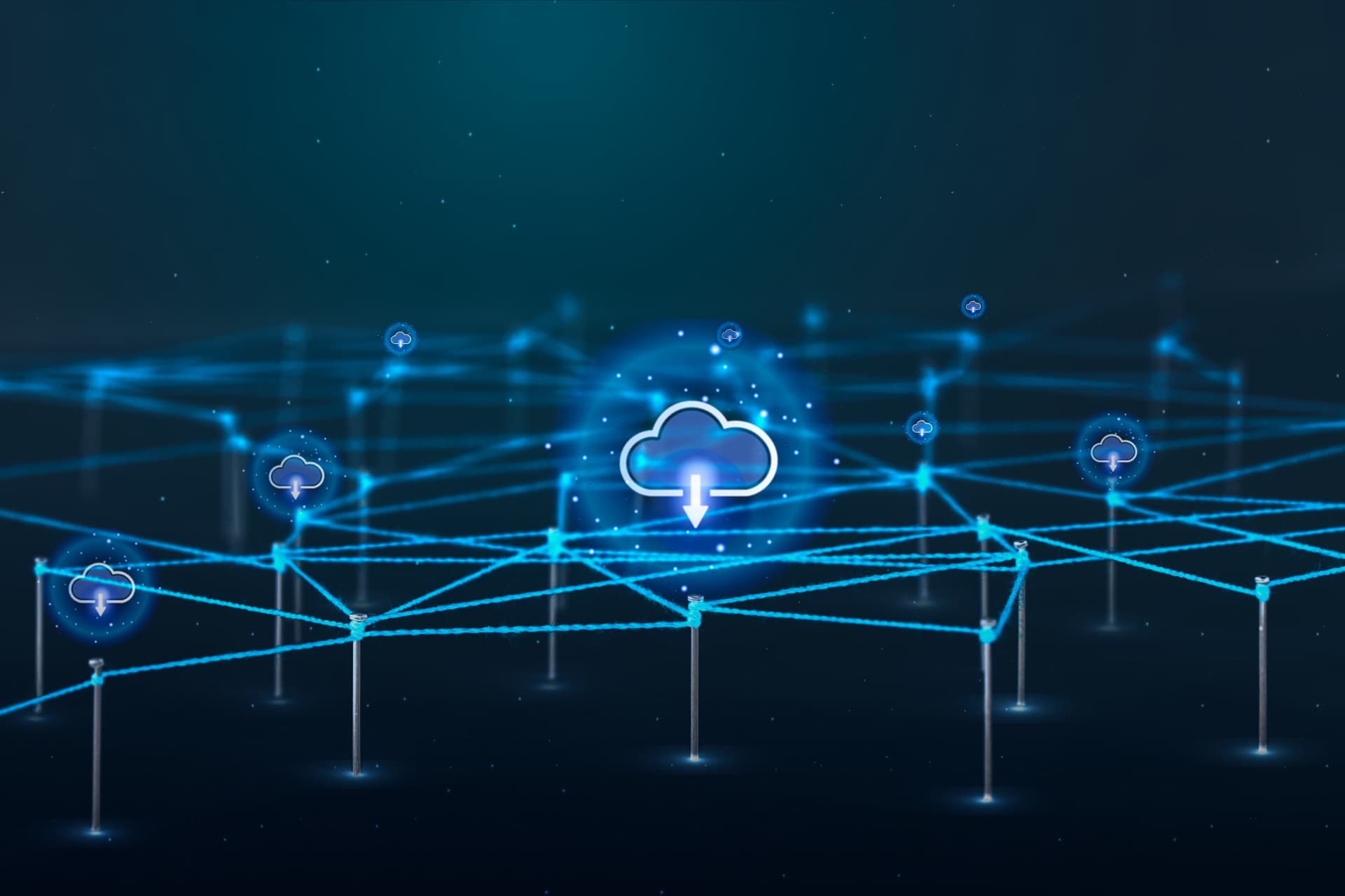 Abstract cloud network visualisation with connected nodes
